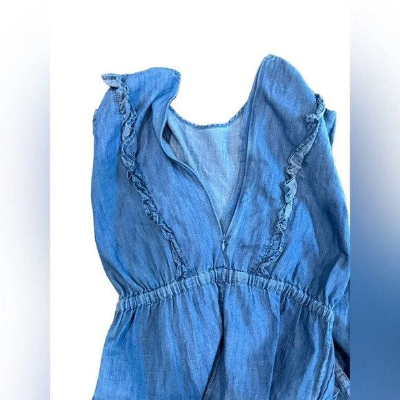 💕EUC Vintage Boden Big Girl Jumpsuit size 13/14 Y chambray with pink trim 💕 - Picture 4 of 8